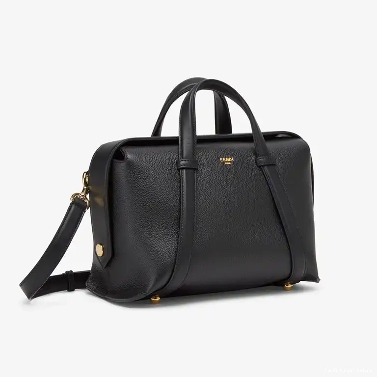Affordable Leather In Boston 365 Bag Black Fendi Grained Medium 0501